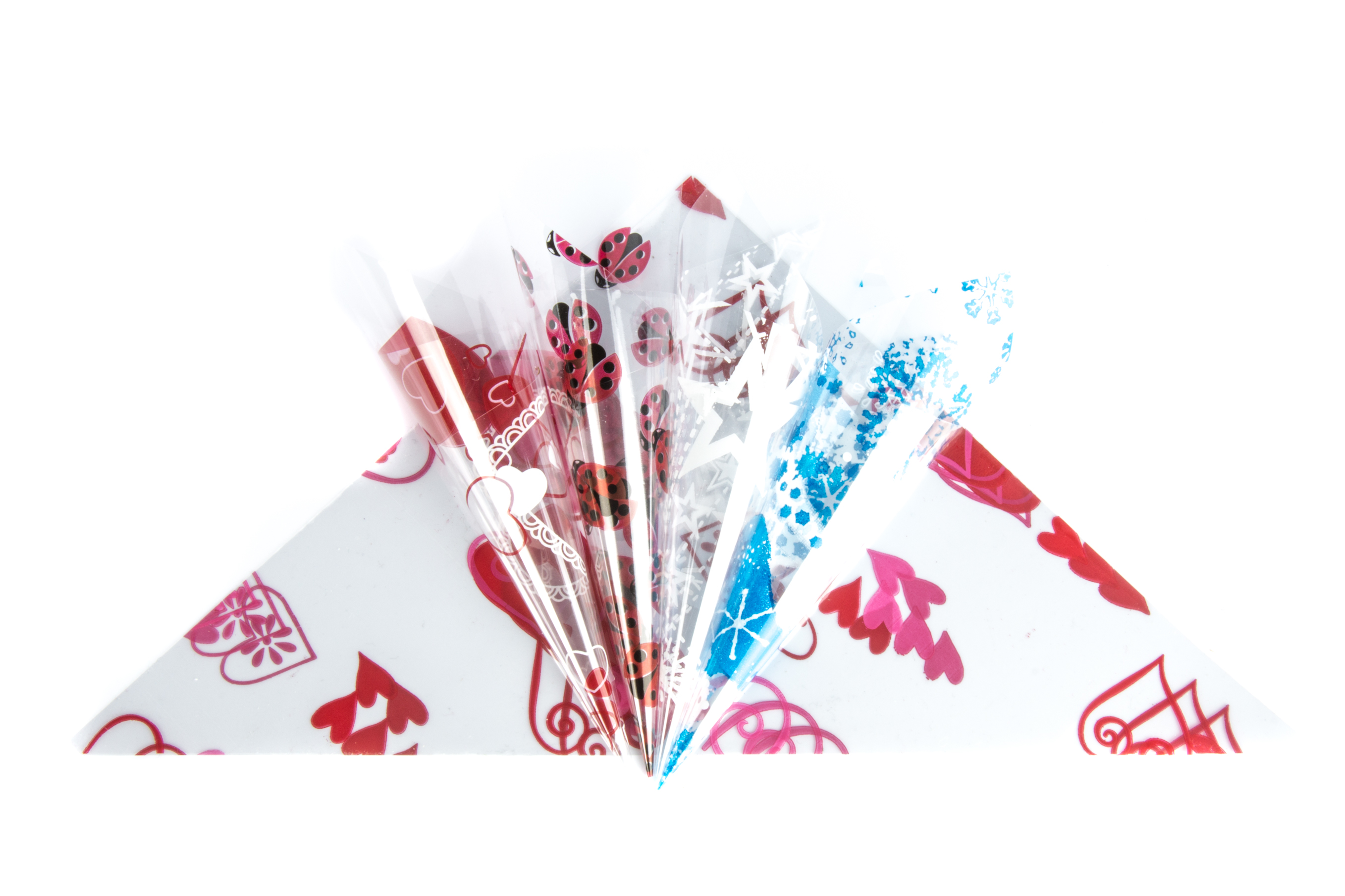 Cellophane Triangles (pack of 20) White Stars